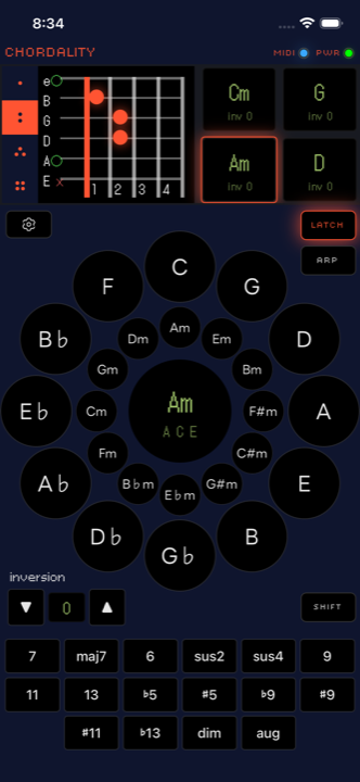 Chordality guitar chord display mode