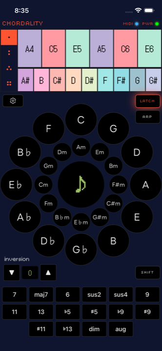 Chordality strum mode interface